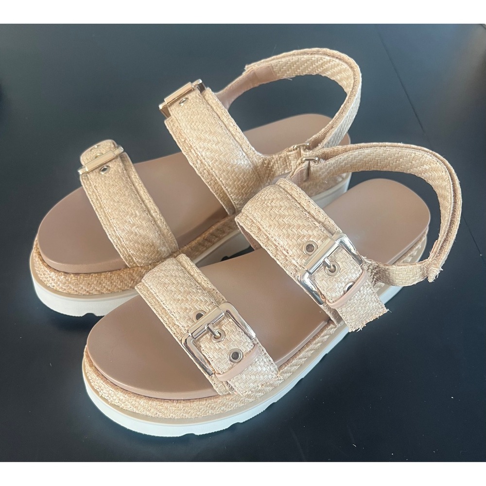 Madden Girl Marciaa Platform Sandals Tan Buckle Slingback MARCO4J1 Womens 9M